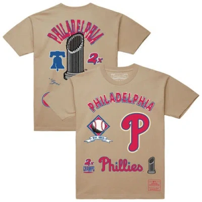 Mitchell & Ness Cream Philadelphia Phillies Legacy Defined T-shirt In Brown