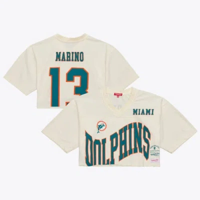 Mitchell & Ness Dan Marino Cream Miami Dolphins Retired Player Cropped Fashion Jersey In White
