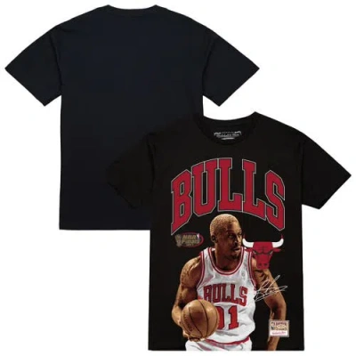 Mitchell & Ness Dennis Rodman Black Chicago Bulls Hardwood Classics Player Arch T-shirt