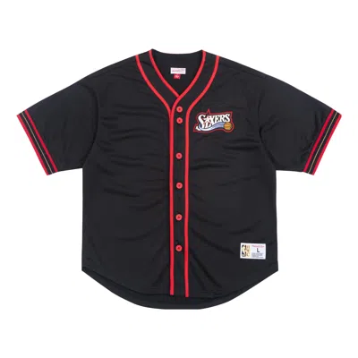 Mitchell & Ness Fashion Cotton Button Front Vintage Logo Philadelphia 76ers 'black Red'