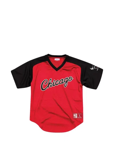 Mitchell & Ness Final Seconds Mesh V-neck T-shirt In Red
