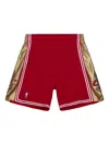 Mitchell & Ness Gold-detail Road Shorts In Red