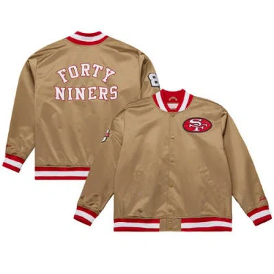 Mitchell & Ness Gold San Francisco 49ers 80th Anniversary Heavyweight Satin Full-snap Jacket In Red