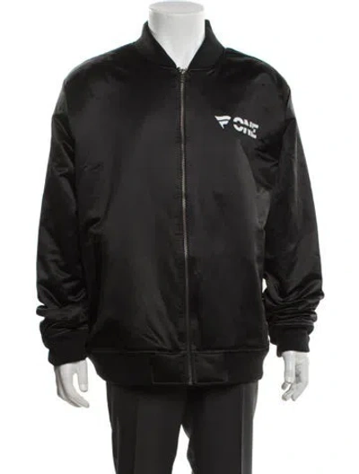 Pre-owned Mitchell & Ness Graphic Print Bomber Jacket In Black