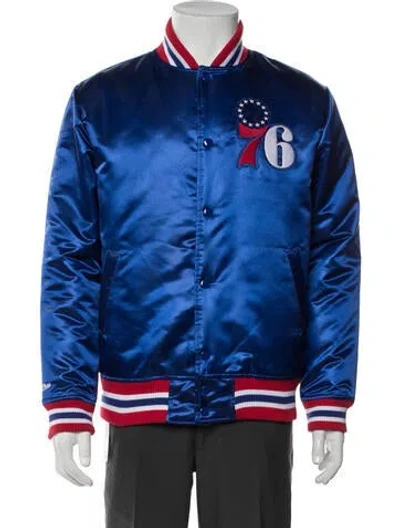 Pre-owned Mitchell & Ness Graphic Print Bomber Jacket In Blue