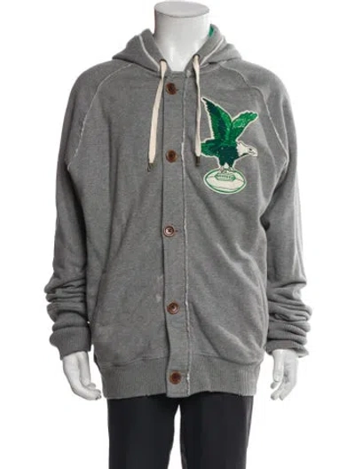 Pre-owned Mitchell & Ness Graphic Print Bomber Jacket In Gray