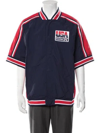 Pre-owned Mitchell & Ness Graphic Print Bomber Jacket W/ Tags In Blue