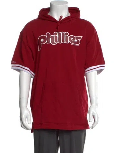 Pre-owned Mitchell & Ness Graphic Print Crew Neck Hoodie W/ Tags In Red