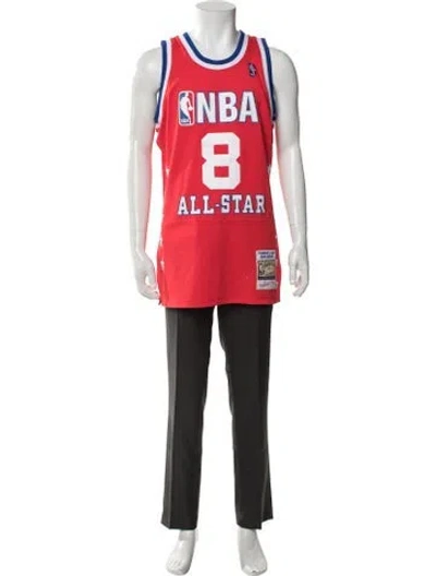Pre-owned Mitchell & Ness Graphic Print Crew Neck Jersey In Red