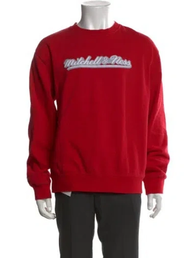 Pre-owned Mitchell & Ness Graphic Print Crew Neck Sweatshirt In Red