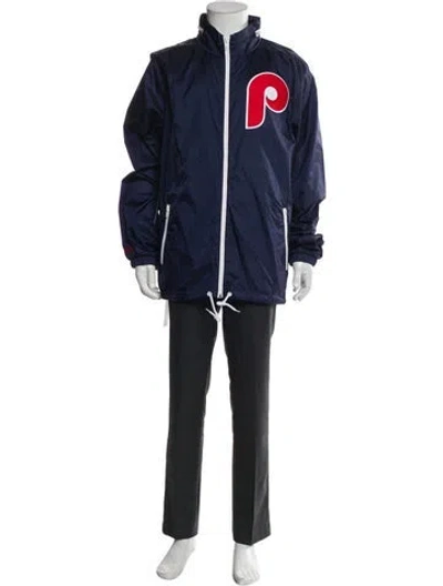 Pre-owned Mitchell & Ness Graphic Print Parka In Blue