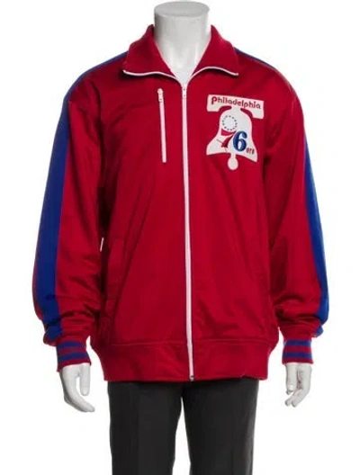 Pre-owned Mitchell & Ness Graphic Print Windbreaker In Red