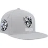 Mitchell & Ness Gray Brooklyn Nets Side Core 2.0 Snapback Hat In Gray