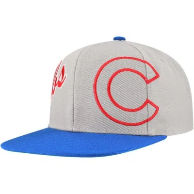 Mitchell & Ness Gray Chicago Cubs Knock Out Panel Snapback Hat