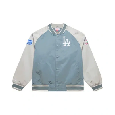 Mitchell & Ness Gray Los Angeles Dodgers Thunderstorm Head Coach Lightweight Satin Full-snap Jacket In Multi