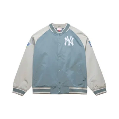 Mitchell & Ness Gray New York Yankees Thunderstorm Head Coach Lightweight Satin Full-snap Jacket In Blue