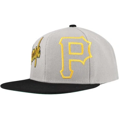 Mitchell & Ness Gray Pittsburgh Pirates Knock Out Panel Snapback Hat