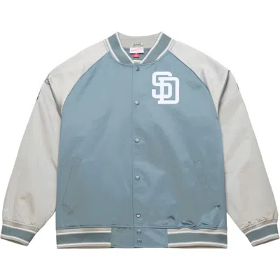 Mitchell & Ness Gray San Diego Padres Thunderstorm Head Coach Lightweight Satin Full-snap Jacket In Blue
