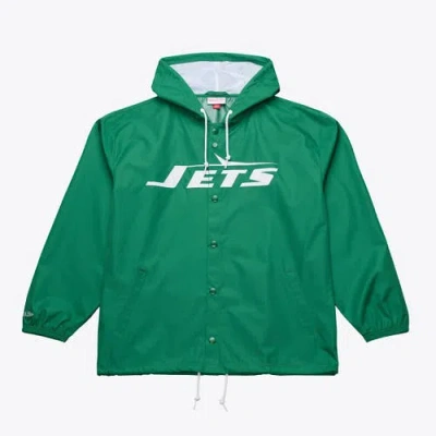 Mitchell & Ness Green New York Jets Coaches Full-snap Hooded Windbreaker Jacket