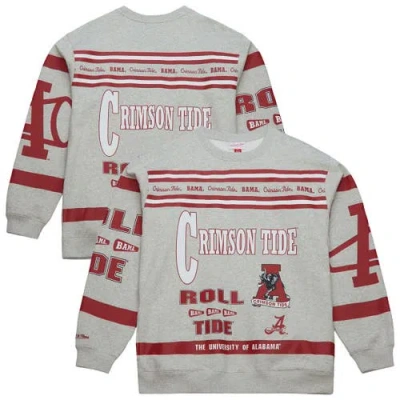 Mitchell & Ness Heather Gray Alabama Crimson Tide All Over Print Sweatshirt