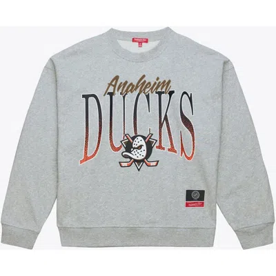 Mitchell & Ness Heather Gray Anaheim Ducks Hockey Night Sweatshirt