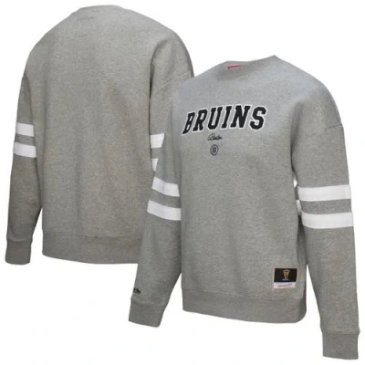 Mitchell & Ness Heather Gray Boston Bruins Logo Lightweight Pullover Sweatshirt