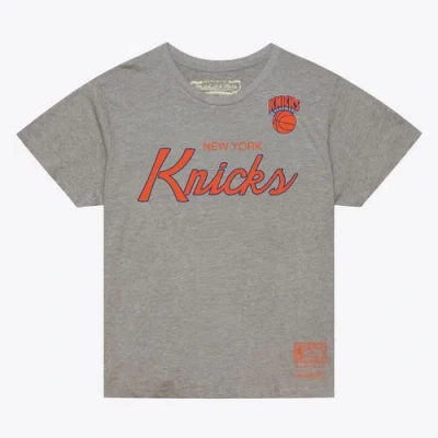 Mitchell & Ness Heather Gray New York Knicks Vintage Wordmark Boxy T-shirt