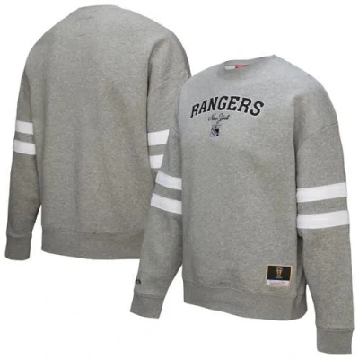 Mitchell & Ness Heather Gray New York Rangers Logo Lightweight Pullover Sweatshirt