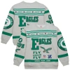 Mitchell & Ness Heather Gray Philadelphia Eagles All Over Print Vintage Fleece Crewneck Sweatshirt In Gray