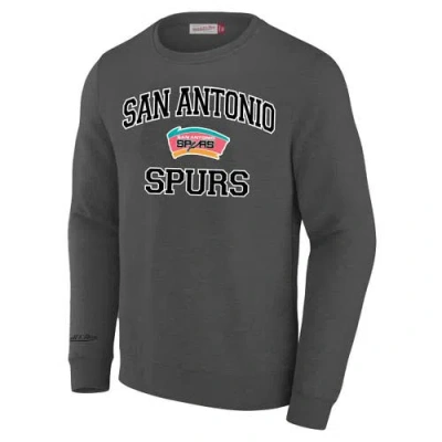 Mitchell & Ness Heather Gray San Antonio Spurs Big & Tall Hardwood Classics Sweatshirt In Black