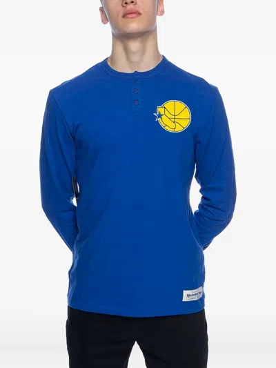Mitchell & Ness Henley Basketball-logo T-shirt In Blue