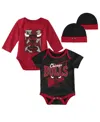 Mitchell & Ness Infant Boys And Girls  Black, Red Chicago Bulls Hardwood Classics Bodysuits And Cuffe In Black,red