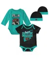 Mitchell & Ness Newborn And Infant Boys And Girls  Black, Turquoise Vancouver Grizzlies 3-piece Hardw In Black,turquoise