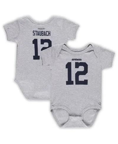 MITCHELL & NESS INFANT BOYS AND GIRLS MITCHELL & NESS ROGER STAUBACH HEATHERED GRAY DALLAS COWBOYS MAINLINER RETIRED