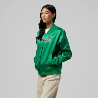 Mitchell & Ness Kelly Green Philadelphia Eagles Full-snap Satin Jacket