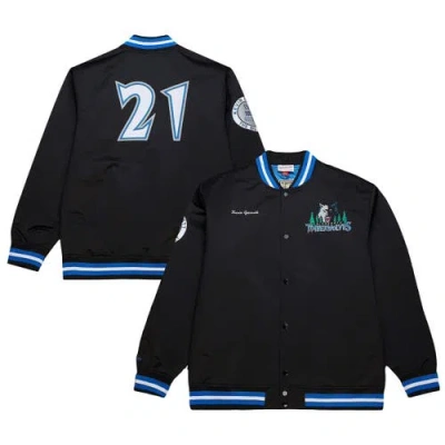 Mitchell & Ness Kevin Garnett Black Minnesota Timberwolves Nba Legends Full-snap Satin Jacket In Multi