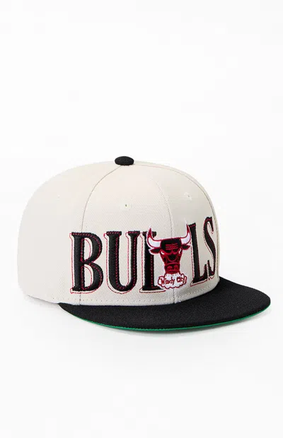 Mitchell & Ness Kids Chicago Bulls Across The Board Snapback Hat In Off White In Neutral