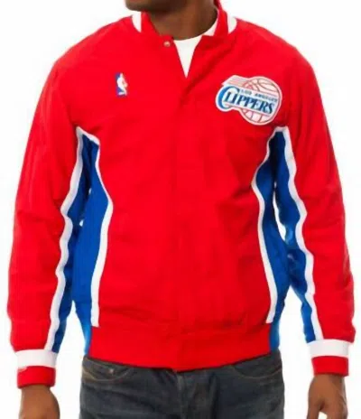 Mitchell & Ness La Clippers 1996 Warm Up Jacket In Red/blue