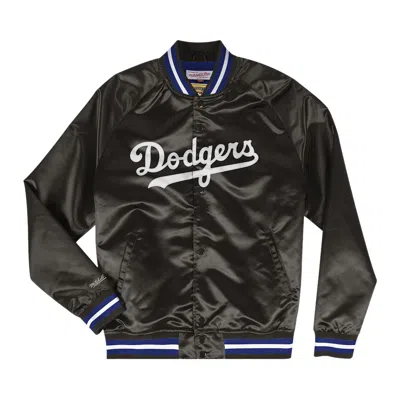 Pre-owned Mitchell & Ness Lightweight Satin Los Angeles Dodgers Jacket 'black' | Men's Size L