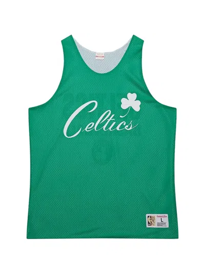 Mitchell & Ness Logo Celtics Mesh-knit Tank Top In Green