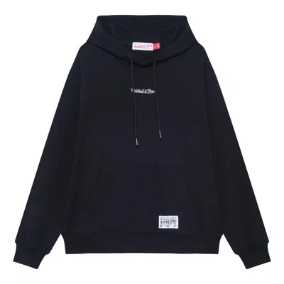 Mitchell & Ness Logo Fleece Hoodie 'black' In Blue