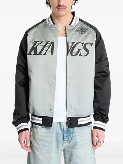 Mitchell & Ness Logo-print Bomber Jacket In Gray