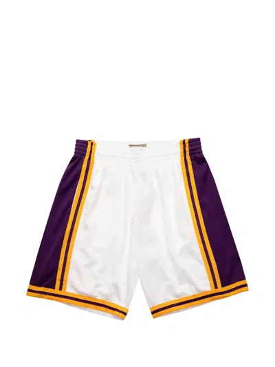 Mitchell & Ness Los Angeles Lakers 1984-85 Striped Swingman Reload Shorts In White