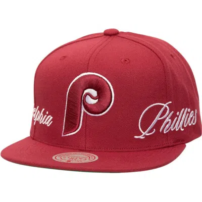 Mitchell & Ness Maroon Philadelphia Phillies Just Don X Mlb Lux Script Snapback Hat In Red