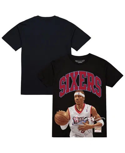 Mitchell & Ness Men's Allen Iverson Black Philadelphia 76ers Hardwood Classics Player Arch T-shirt