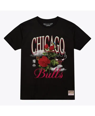 Mitchell & Ness Men's And Women's Black Chicago Bulls Floral Graphic T-shirt