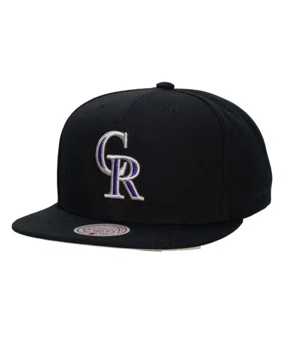 Mitchell & Ness Men's And Women's Black Colorado Rockies Side Logo Snapback Hat