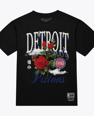 Mitchell & Ness Men's And Women's Black Detroit Pistons Floral Graphic T-shirt