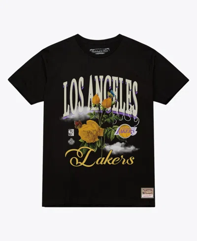 Mitchell & Ness Men's And Women's Black Los Angeles Lakers Floral Graphic T-shirt In Multi