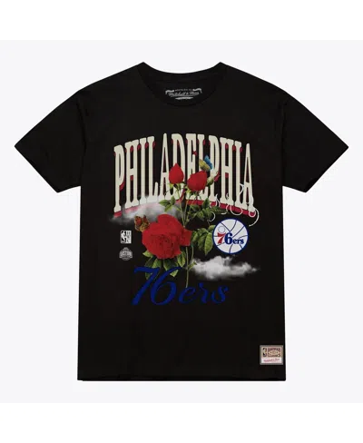 Mitchell & Ness Men's And Women's Black Philadelphia 76ers Floral Graphic T-shirt